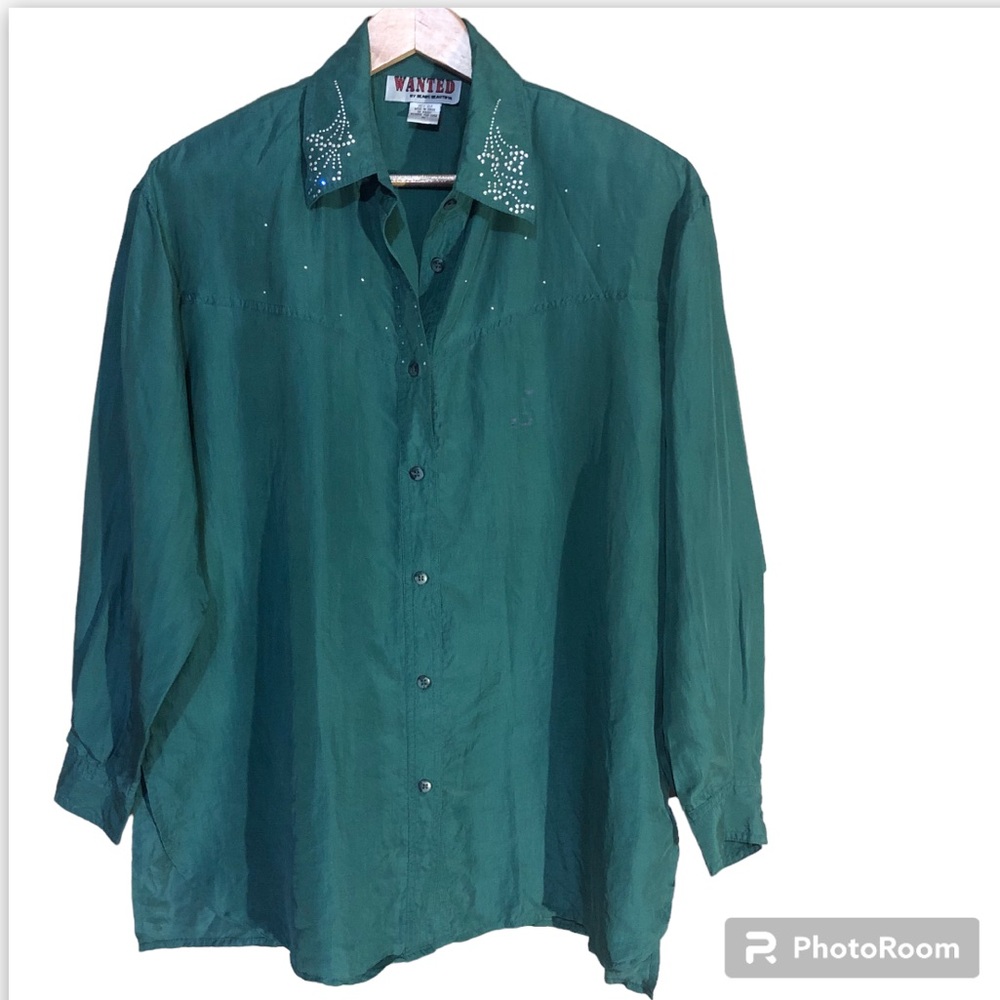 Vintage 80s 90s Wanted By Beads Beautiful coastal cowgirl washable silk top